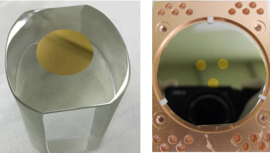 Phonon-collector film evaporated on a crystal surface and a light detector wafer