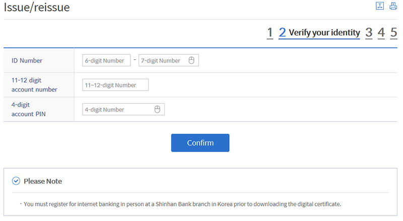 Issue Certificate > Digital Certificates > Banking > ibs